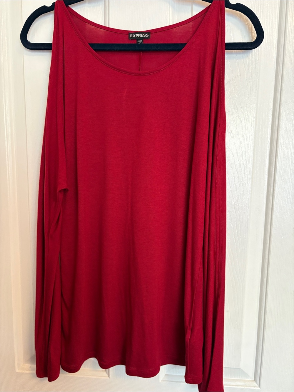 Express Red Long Sleeve Scoop Neck Top